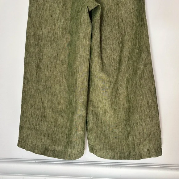 Eileen Fisher Green Wide-Leg Capri Pants Organic Cotton XXS-XS w/ Pockets - Picture 12 of 14